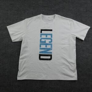 LEGEND Shirt Mens 2XL White Crew Neck 100% Rayon Basic Vertical Graphic Tee
